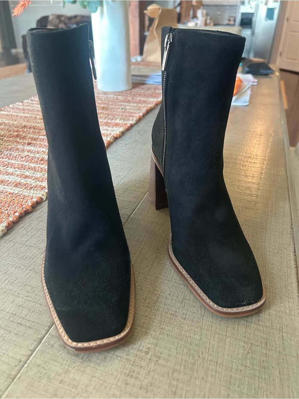 Vince Camuto New never worn Black Suede Block Heel Ankle Boots - Women's